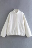 Casual Simplicity Solid Pocket Mandarin Collar Outerwear