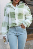 Elegant Plaid Contrast Turndown Collar Outerwear
