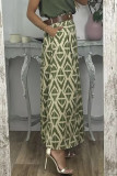 Casual Geometric Printing Loose High Waist Type A Full Print Bottoms(No Belt)