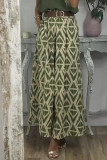 Casual Geometric Printing Loose High Waist Type A Full Print Bottoms(No Belt)