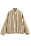 Casual Simplicity Solid Pocket Mandarin Collar Outerwear
