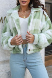 Elegant Plaid Contrast Turndown Collar Outerwear