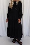 Casual Solid Patchwork O Neck Long Sleeve Dresses
