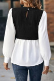 Celebrities Elegant Patchwork Contrast O Neck Tops