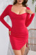 Sexy Solid Frenulum Backless U Neck Wrapped Skirt Dresses