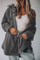Casual Solid Pocket Turndown Collar Tops