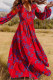 Bohemian Elegant Print Patchwork U Neck Cake Skirt Dresses