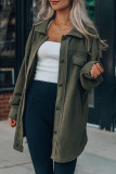 Casual Solid Pocket Turndown Collar Tops