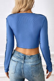 Casual Simplicity Solid Patchwork O Neck Tops