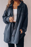 Casual Solid Pocket Turndown Collar Tops