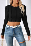 Casual Simplicity Solid Patchwork O Neck Tops