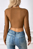 Casual Simplicity Solid Patchwork O Neck Tops