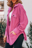 Casual Solid Pocket Turndown Collar Tops