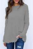 Casual Simplicity Solid O Neck Tops