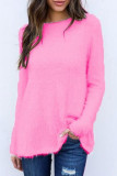 Casual Simplicity Solid O Neck Tops