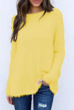 Casual Simplicity Solid O Neck Tops
