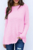 Casual Simplicity Solid O Neck Tops
