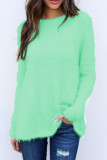 Casual Simplicity Solid O Neck Tops