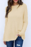 Casual Simplicity Solid O Neck Tops