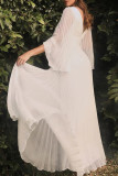 Elegant Solid Fold V Neck Evening Dress Dresses