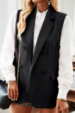 British Style Simplicity Solid Pocket Buttons Turn-back Collar Tops