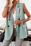 British Style Simplicity Solid Pocket Buttons Turn-back Collar Tops