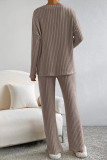 Casual Living Solid Pocket V Neck Long Sleeve Two Pieces