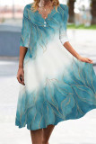 Casual College Print Buttons V Neck A Line Dresses
