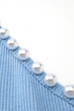 Sexy Solid Beading Halter Wrapped Skirt Dresses
