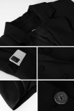 British Style Simplicity Solid Pocket Buttons Turn-back Collar Tops