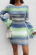 Sexy Striped Patchwork Backless O Neck Irregular Dress Dresses
