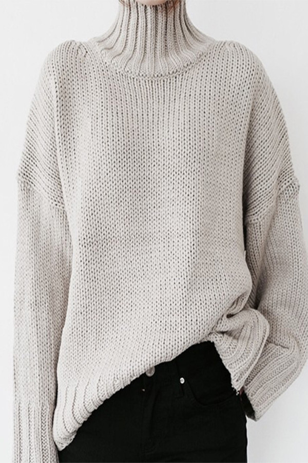Casual Elegant Solid Patchwork Turtleneck Tops