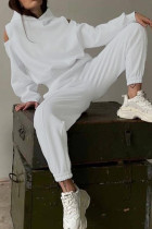 Casual Simplicity Solid Patchwork Hooded Collar Long Sleeve Two Pieces