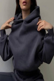 Casual Simplicity Solid Patchwork Hooded Collar Long Sleeve Two Pieces