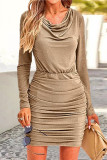 Sexy Party Solid Fold Sequined Scarf Collar Wrapped Skirt Dresses