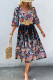 Elegant College Floral With Belt V Neck A Line Dresses