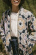 Casual College Floral Pocket Mandarin Collar Outerwear