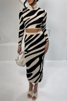 Celebrities Elegant Geometric Patchwork Turtleneck Long Sleeve Two Pieces