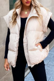 Casual Solid Pocket Mandarin Collar Tops