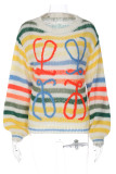 Casual Striped Patchwork O Neck Tops