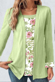 Sweet Elegant Floral Patchwork Square Collar Tops