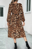 Casual College Animal Print Frenulum Printing V Neck A Line Dresses