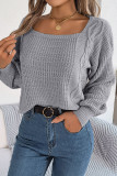 Casual Simplicity Solid Patchwork Square Collar Tops