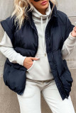 Casual Solid Pocket Mandarin Collar Tops