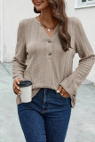 Casual Simplicity Geometric Buttons Solid Color V Neck Tops