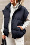Casual Solid Pocket Mandarin Collar Tops