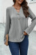 Casual Simplicity Geometric Buttons Solid Color V Neck Tops