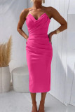 Sexy Formal Solid Fold V Neck Evening Dress Dresses