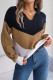 Casual Color Block Contrast Turndown Collar Tops