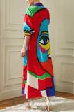Casual Vacation Geometric Printing Turndown Collar Shirt Dress Dresses